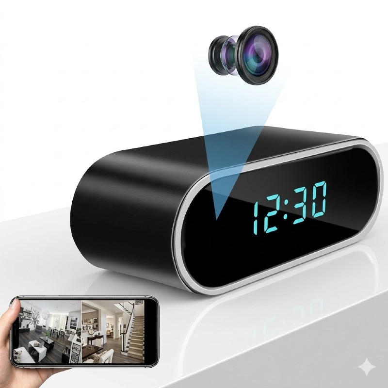 4k WiFi Camera Digital Table Clock Hidden Wireless Indoor HD 1080P Video Audio Recording Night Vision, Watch Live View in Smartphone App for Home Security Camera